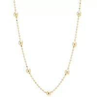 Silver Treasures Station Chain 24K Gold Over Silver 12 Inch Bead Choker Necklace