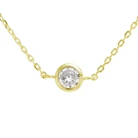 Silver Treasures Womens Cubic Zirconia 24K Gold Over Silver Round 14 Inch Choker Necklace