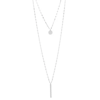 Silver Treasures Bar And Disc 2-Layer Womens 36 Inch Strand Necklace