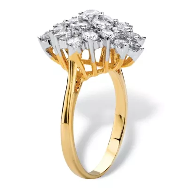 Womens 1 / CT. T.W. Cubic Zirconia 14K Gold Over Brass Cocktail Ring