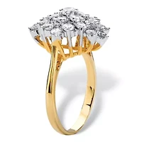 Womens 1 / CT. T.W. Cubic Zirconia 14K Gold Over Brass Cocktail Ring