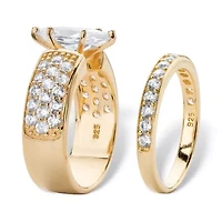 DiamonArt® Womens 3 CT. T.W. White Cubic Zirconia 14K Gold Over Silver Bridal Set