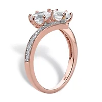 DiamonArt® Womens 2 1/5 CT. T.W. White Cubic Zirconia 18K Rose Gold Over Silver Cocktail Ring