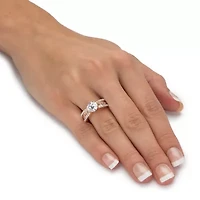 Womens 3 CT. T.W. Cubic Zirconia 18K Rose Gold Over Silver Engagement Ring