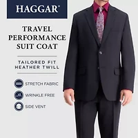 Haggar Travel Performance Tailored Heather Twill Mens Stretch Fabric Classic Fit Suit Jacket
