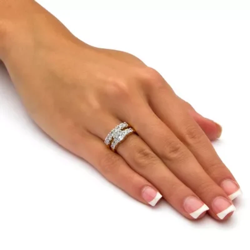 Womens 1/ CT. T.W. Cubic Zirconia 18K Gold Over Brass Bridal Set