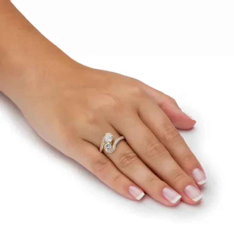 DiamonArt® Womens 1 3/8 CT. T.W. White Cubic Zirconia 14K Gold Over Silver Cocktail Ring