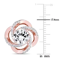 Genuine White Topaz 18K Rose Gold Over Silver 17.4mm Stud Earrings