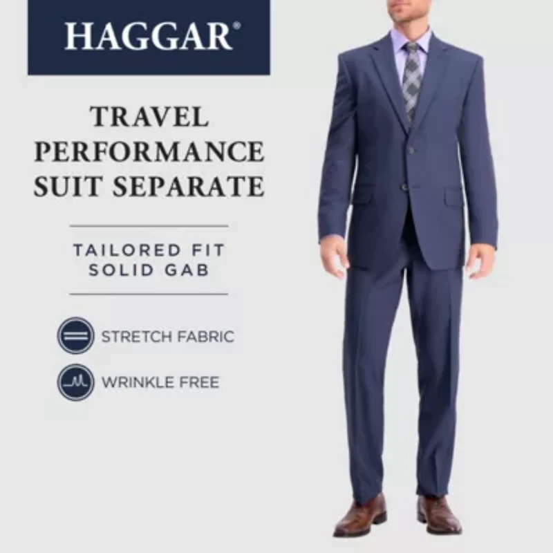 Haggar Travel Performance Tailored Mens Stretch Fabric Regular Fit Flat Front Suit Pant