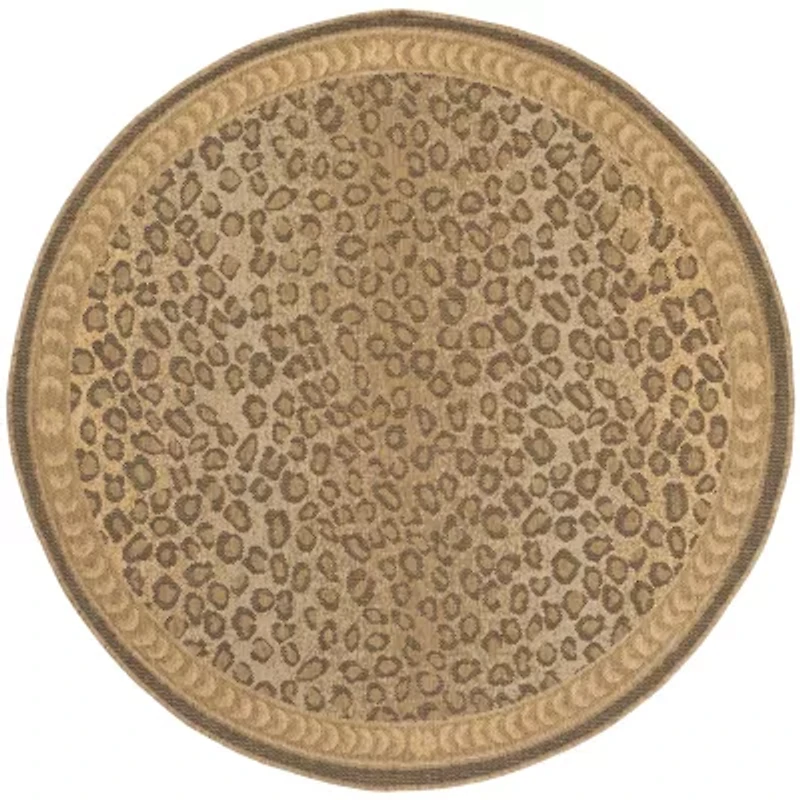 Safavieh Courtyard Collection Daithi Animal Indoor/Outdoor Round Area Rug
