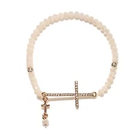 Bijoux Bar Delicates Rose Tone Womens Cross Round Stretch Bracelet