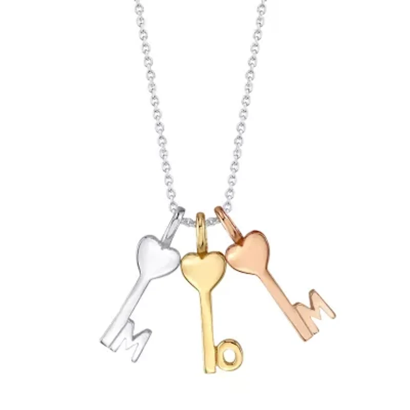 Footnotes Mom Womens Sterling Silver Heart Keys 16 Inch Pendant Necklace