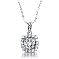 Diamond Blossom Womens 1/2 CT. T.W. Natural White Diamond 10K White Gold Cushion 18 Inch Pendant Necklace