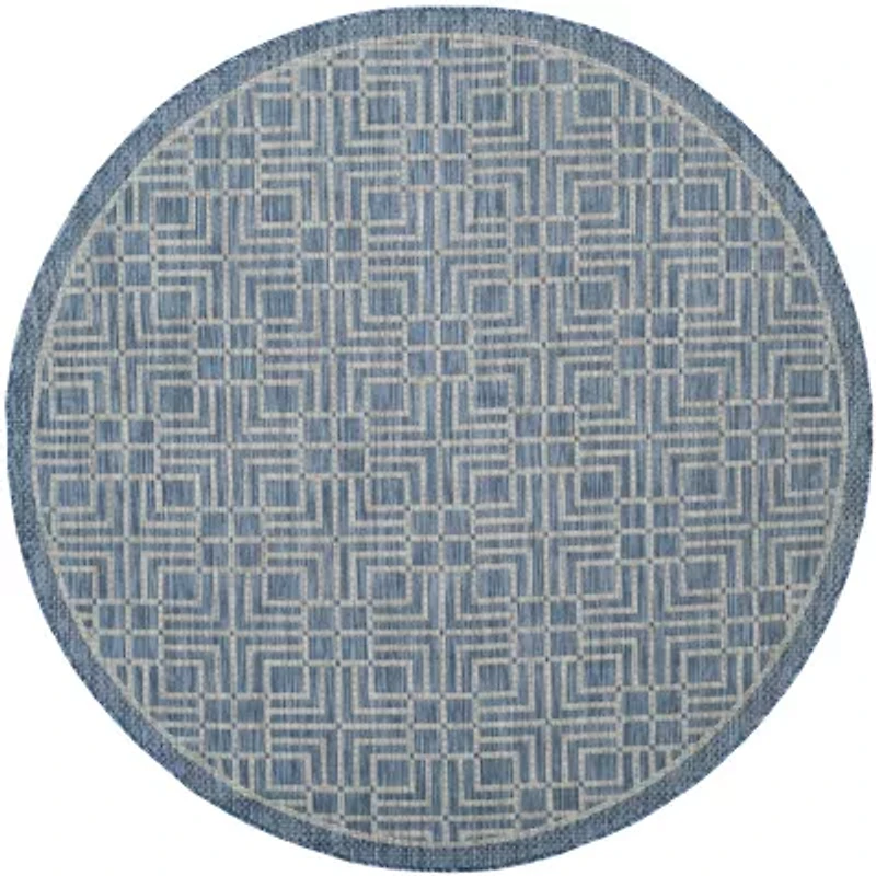 Safavieh Courtyard Collection Adelaide Geometric Indoor/Outdoor Round Area Rug