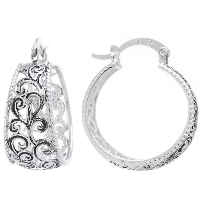Silver Reflections Womens 25mm Round Hoop Earrings
