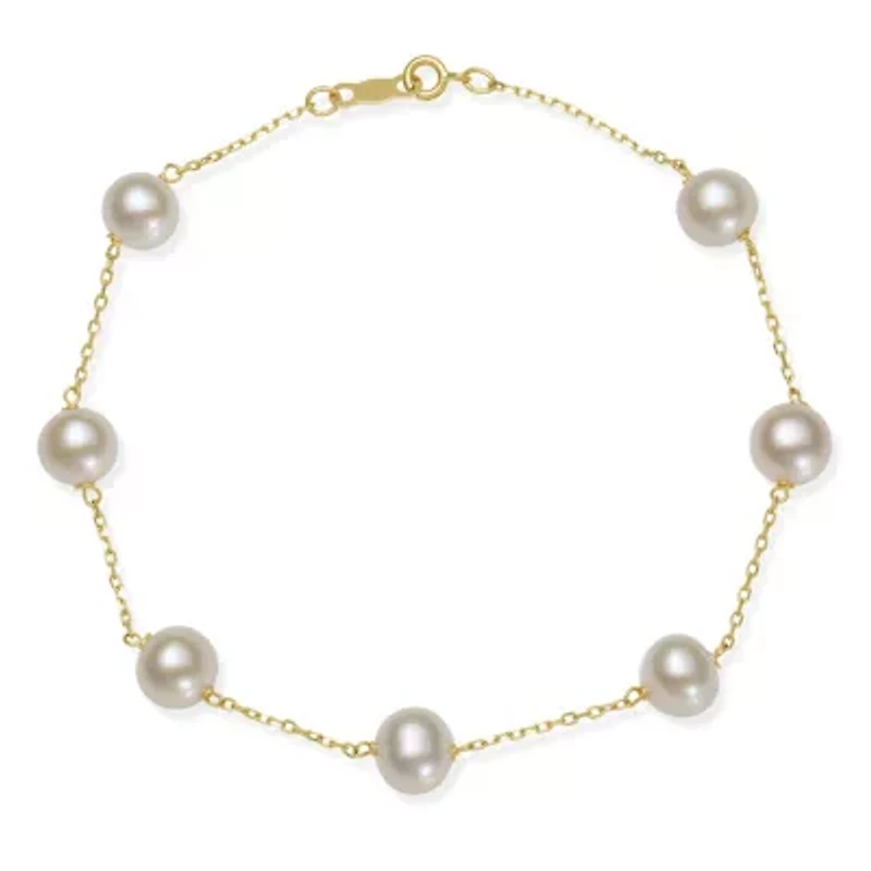 Womens 10K Gold 7.5 Inch Cable Chain Bracelet