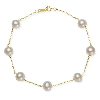 Womens 10K Gold 7.5 Inch Cable Chain Bracelet