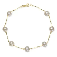 Womens 10K Gold 7.5 Inch Cable Chain Bracelet