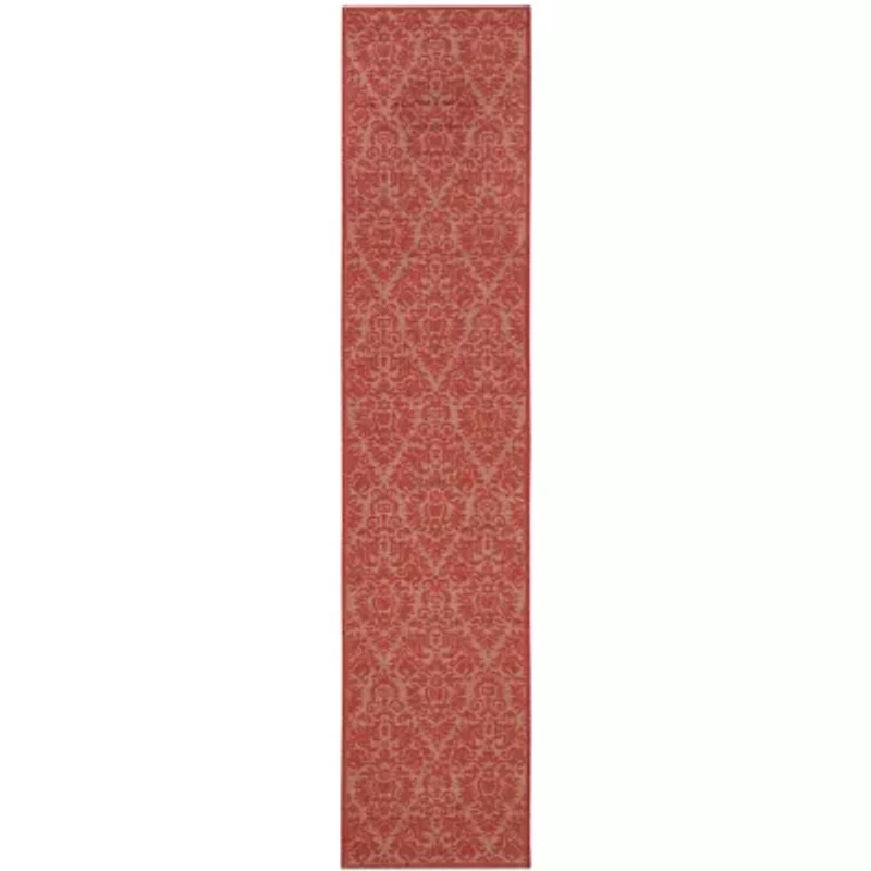 Safavieh Courtyard Collection Louise Damask Indoor/Outdoor Runner Rug