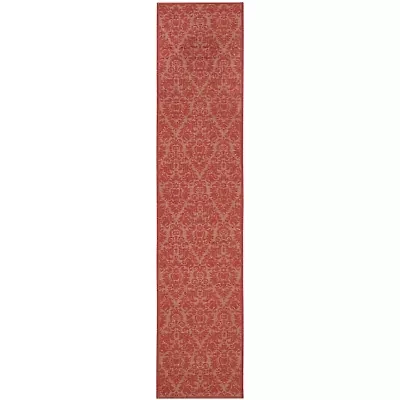 Safavieh Courtyard Collection Louise Damask Indoor/Outdoor Runner Rug