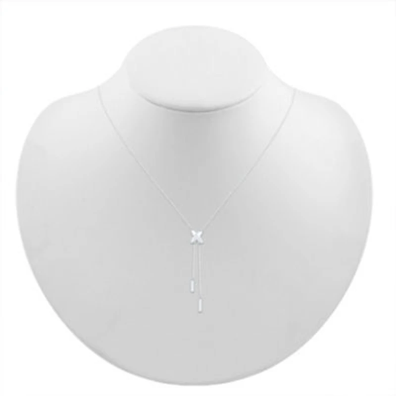 Lariat Style Womens 10K White Gold Y Necklace