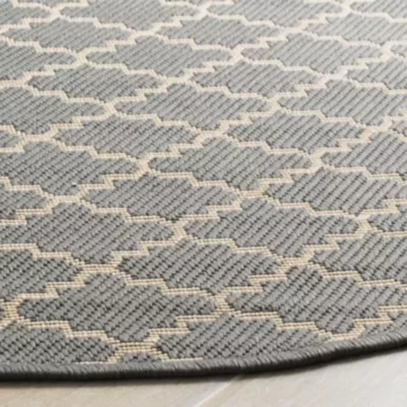 Safavieh Courtyard Collection Bora Geometric Indoor/Outdoor Round Area Rug