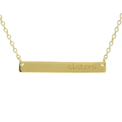 Silver Treasures Sister Womens 24K Gold Over Silver Bar 16 Inch Pendant Necklace