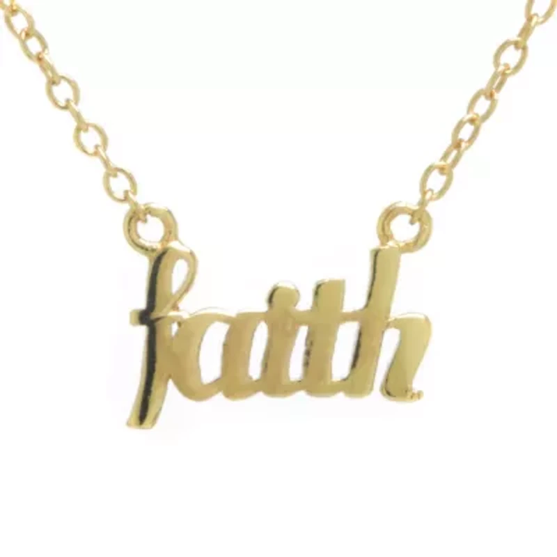 Silver Treasures Faith Womens 24K Gold Over Silver 16 Inch Pendant Necklace