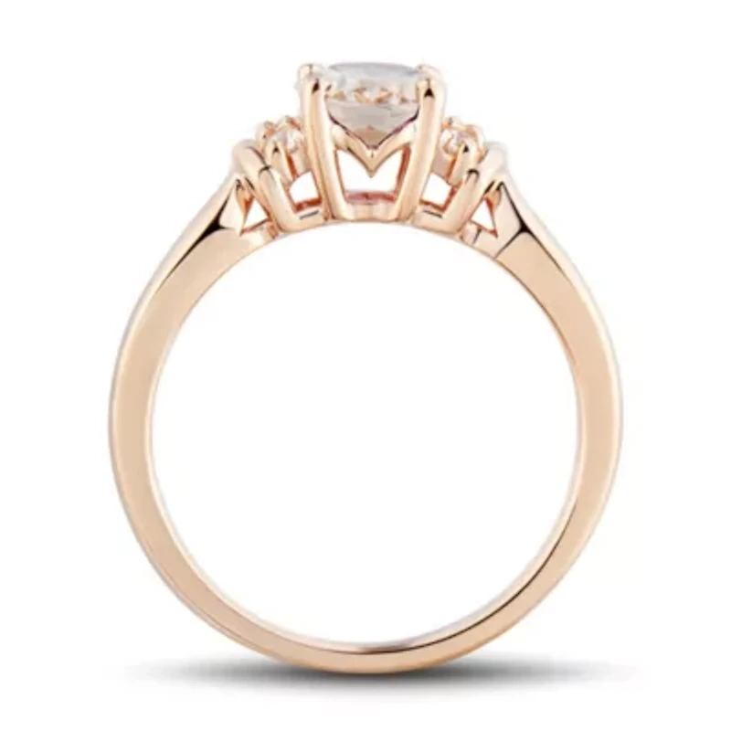 Womens Pink Morganite 10K Rose Gold Cocktail Ring