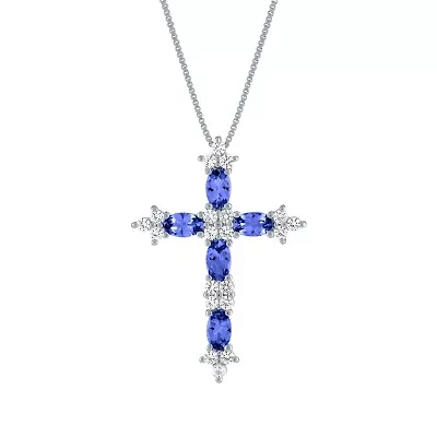 Womens Genuine Purple Tanzanite Sterling Silver 18 Inch Pendant Necklace