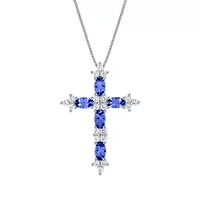 Womens Genuine Purple Tanzanite Sterling Silver 18 Inch Pendant Necklace