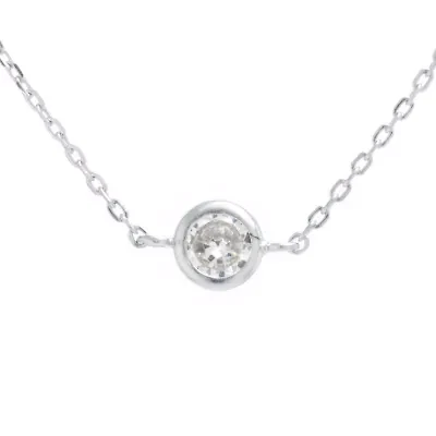 Silver Treasures Womens Cubic Zirconia Sterling Silver Round 14 Inch Choker Necklace