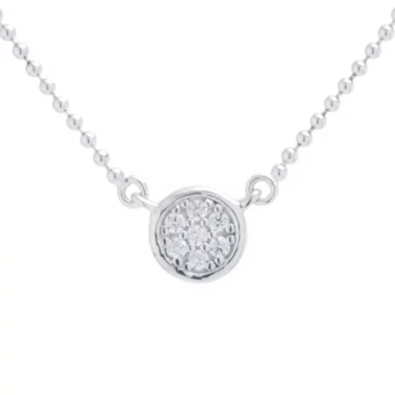 Silver Treasures Womens Cubic Zirconia Sterling Silver Round 14 Inch Choker Necklace