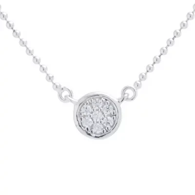 Silver Treasures Womens Cubic Zirconia Sterling Silver Round 14 Inch Choker Necklace