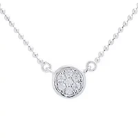 Silver Treasures Womens Cubic Zirconia Sterling Silver Round 14 Inch Choker Necklace
