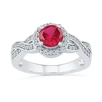 Womens / CT. T.W. Lab Created Red Ruby Sterling Silver Cocktail Ring