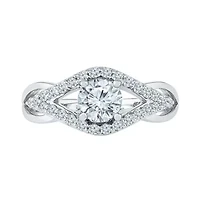 Womens Lab Created White Sapphire Sterling Silver Cocktail Ring