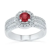 Womens 3/8 CT. T.W. Lab Created Red Ruby Sterling Silver Cocktail Ring