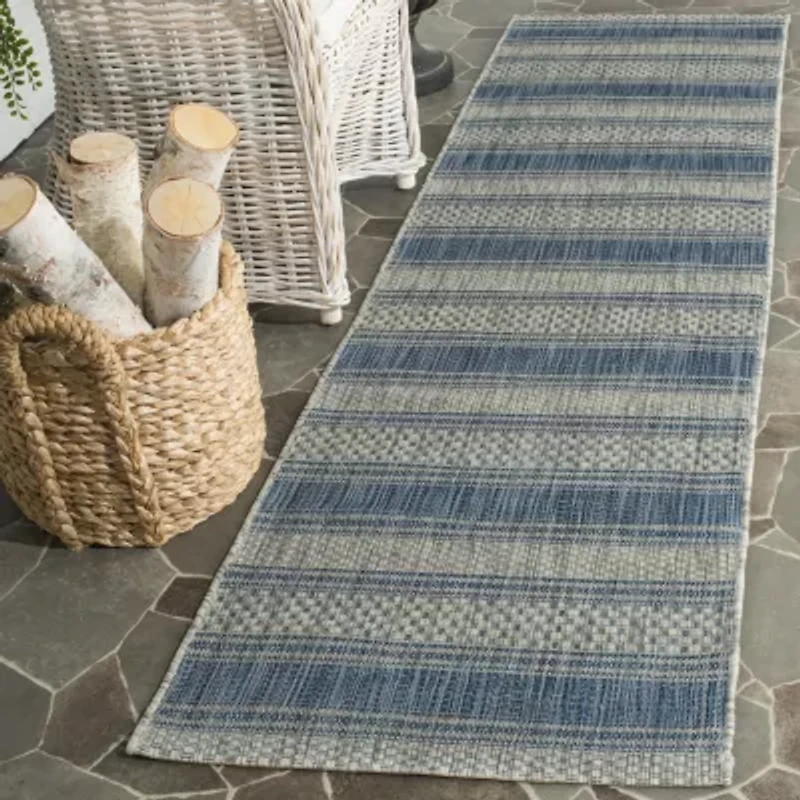 Safavieh Courtyard Collection Jessy Stripe Indoor/Outdoor Runner Rug