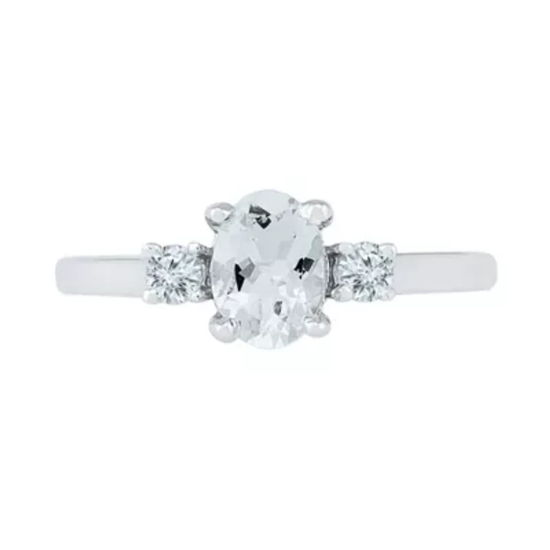 Womens Lab Created White Sapphire Sterling Silver Cocktail Ring