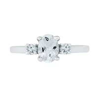 Womens Lab Created White Sapphire Sterling Silver Cocktail Ring