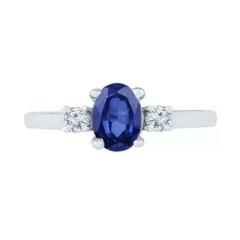 Womens Lab Created Blue Sapphire Sterling Silver Cocktail Ring