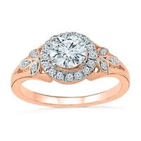 Womens Lab Created White Sapphire 10K Rose Gold Cocktail Ring
