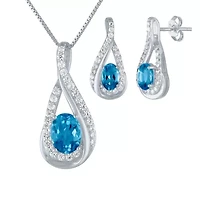 Womens Genuine Blue Topaz Sterling Silver 2-pc. Jewelry Set