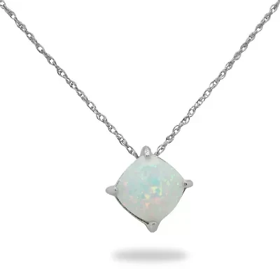 Womens Lab Created White Opal Sterling Silver 18 Inch Pendant Necklace