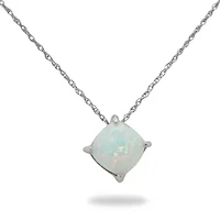 Womens Lab Created White Opal Sterling Silver 18 Inch Pendant Necklace