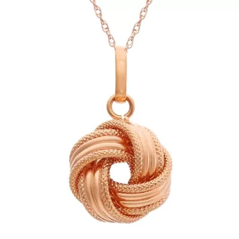 Made in Italy Womens 14K Rose Gold Knot 18 Inch Pendant Necklace