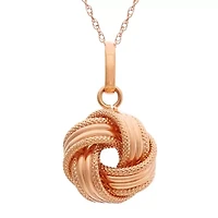 Made in Italy Womens 14K Rose Gold Knot 18 Inch Pendant Necklace