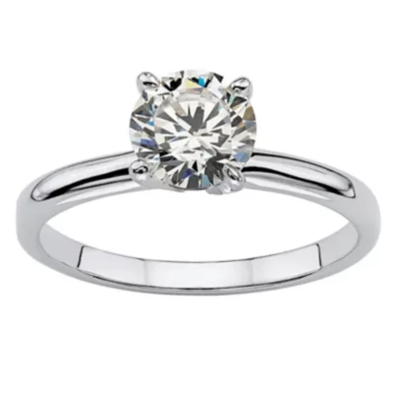 DiamonArt® Womens 1 1/10 CT. T.W.  White Cubic Zirconia Sterling Silver Round Engagement Ring