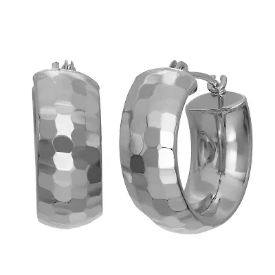 Womens 14K White Gold 3mm Hoop Earrings